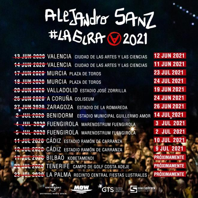 Las nuevas fechas de la gira de Alejandro Sanz.