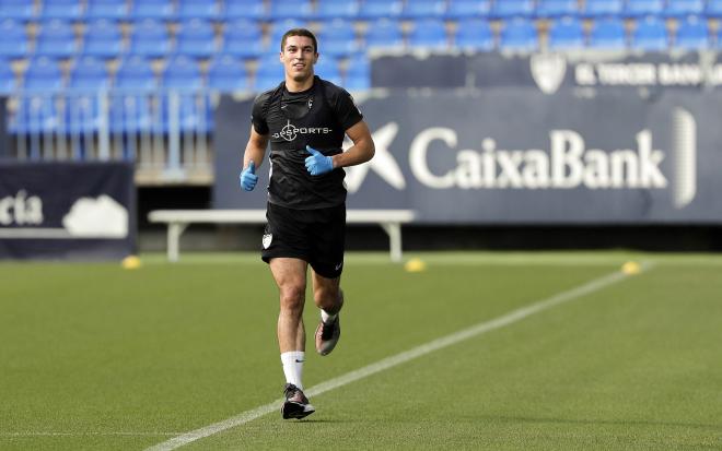 Diego González, durante la vuelta a los entrenamientos (Foto: Málaga CF).