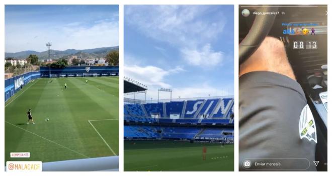 Algunas imágenes de la mañana de entrenamiento en el Málaga CF.