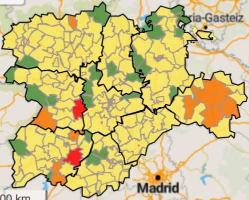 Estado de las zonas de salud de Castilla y León en los últimos siete días a 10 de mayo.
