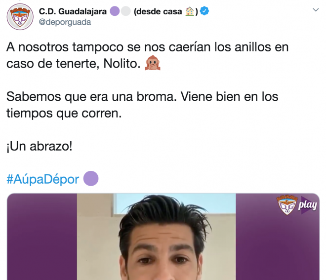 El Guadalajara contesta a Nolito, jugador del Sevilla.