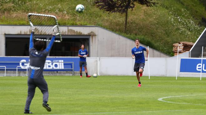 Diego Llorente en el entrenamiento de Zubieta de este martes (Foto: Real Sociedad).