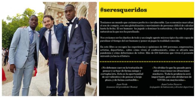 Daniel Pérez Gómez, autor del libro, posa junto a Paul Pogba y Geoffrey Kondogbia.