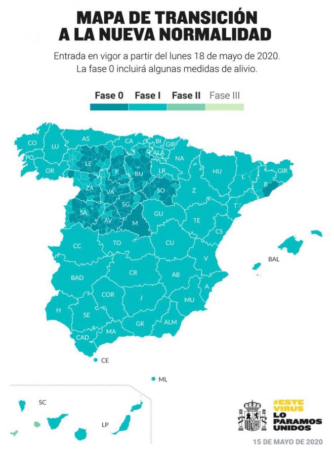 Así queda el mapa de España en el proceso de desescalada.