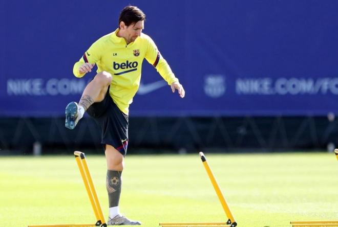 Leo Messi, en una sesión del Barcelona (Foto: FCB).