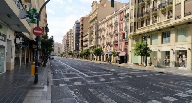 Calles de València vacías por el estado de alarma