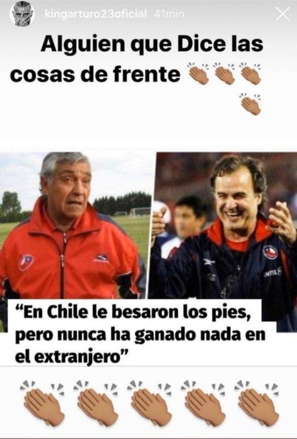 El palo de Arturo Vidal a Marcelo Bielsa en redes sociales.