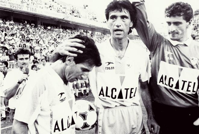 Juanito, Álvarez y Jaro con el CD Málaga.