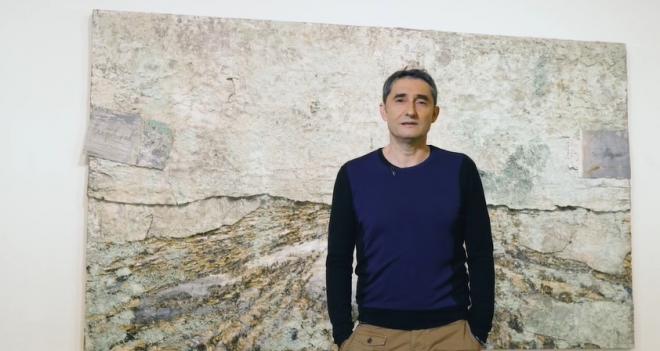 A Ernesto Valverde le sobrecogen las obras de Anselm Kiefer, expuestas en el Museo Guggenheim.