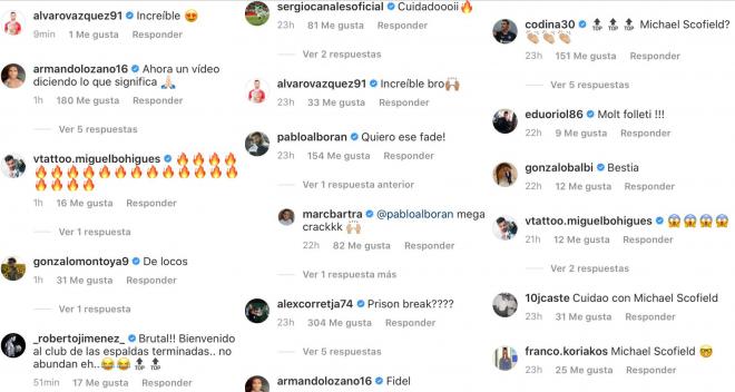 Algunos de los comentarios que le han dejado en Instagram a Marc Bartra tras tatuarse toda su espal