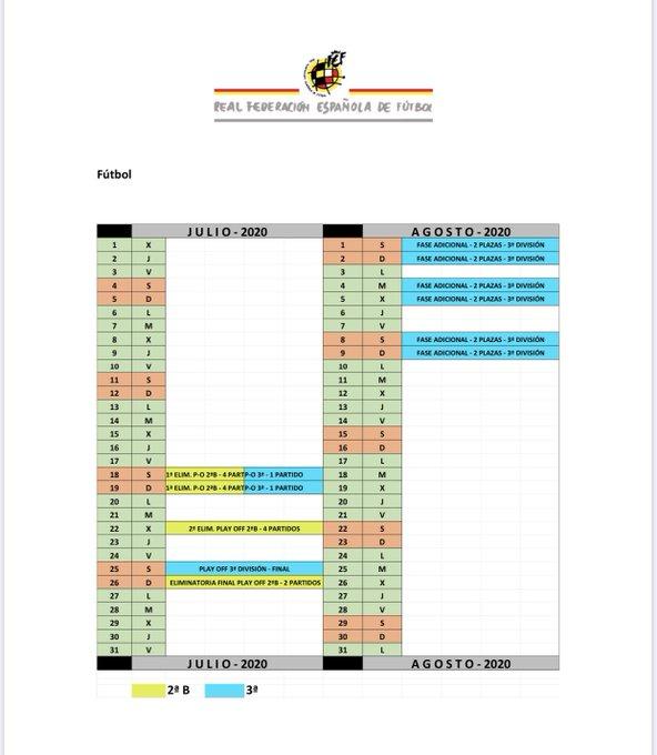 Calendario del play off de ascenso (Foto: Real Federación Española de Fútbol).
