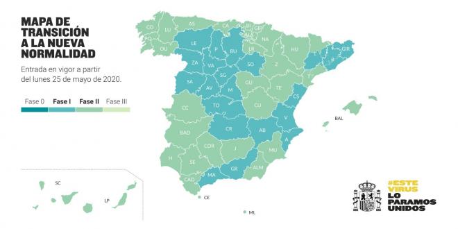 Las distintas fases de la desescalada en España.