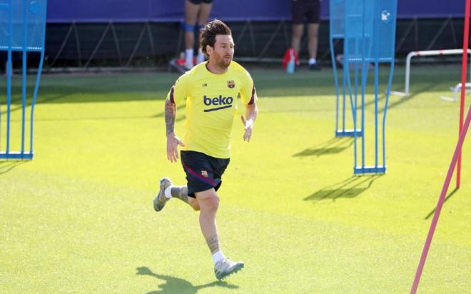 Leo Messi, en la sesión de este viernes (Foto: FCB).