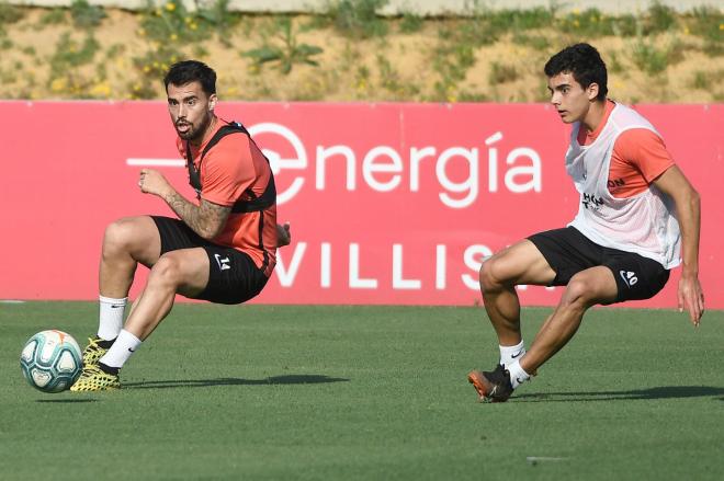 Suso y Pablo Pérez, en un entrenamiento (Foto: SFC).