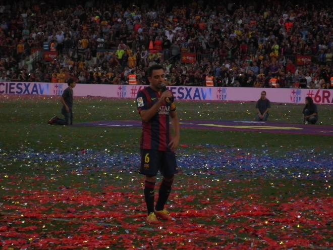 Xavi el día de su despedida en el Barça-Dépor.