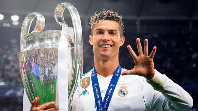 Cristiano Ronaldo festeja la Champions del Real Madrid en 2018.
