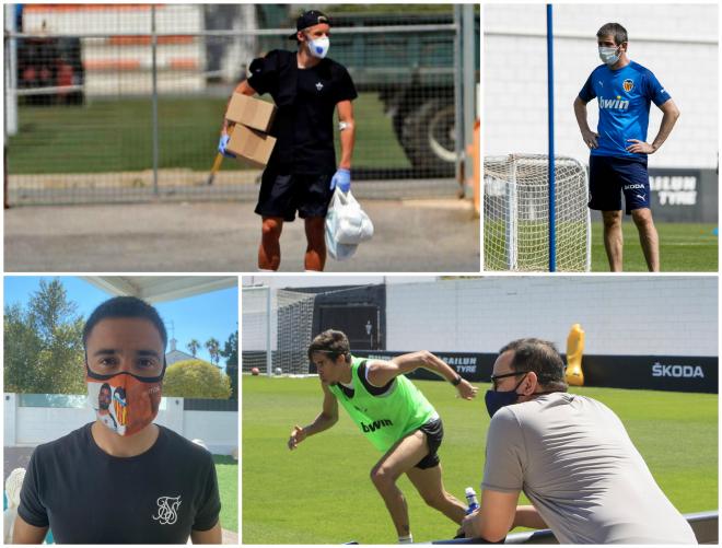 Jugadores del Valencia CF con mascarilla