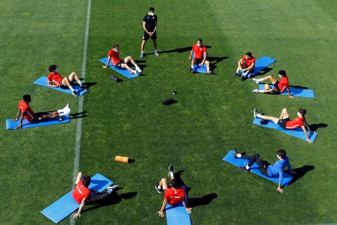 Los jugadores del Granada, en un entrenamiento (Foto: GCF).