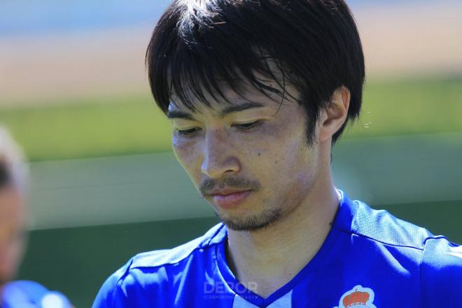 Gaku Shibasaki, al finalizar un entrenamiento con el Deportivo (Foto: RCD).
