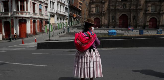 Imagen de las calles de La Paz durante la epidemia de coronavirus en Bolivia.