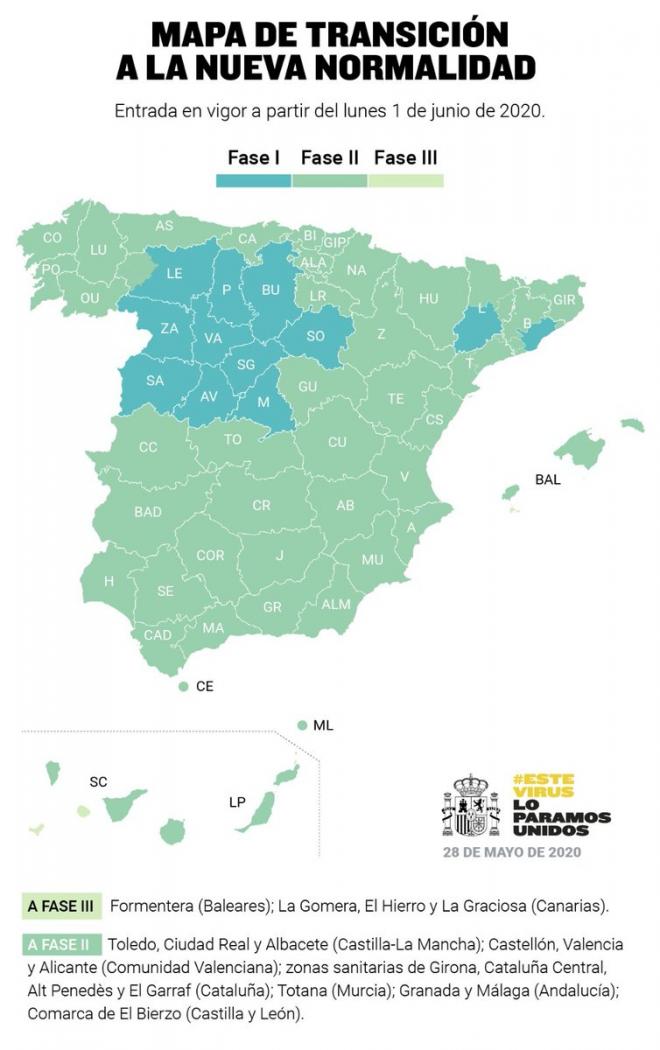 Mapa de fase 2 en la Comunidad Valenciana