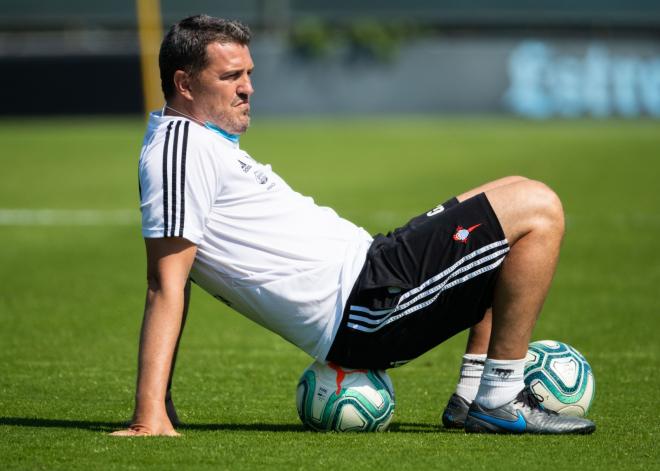 Óscar García, durante un entrenamiento del Celta (Foto: RCCV).