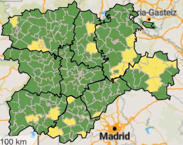 Estado de las zonas de salud de Castilla y León el sábado 30 de mayo.