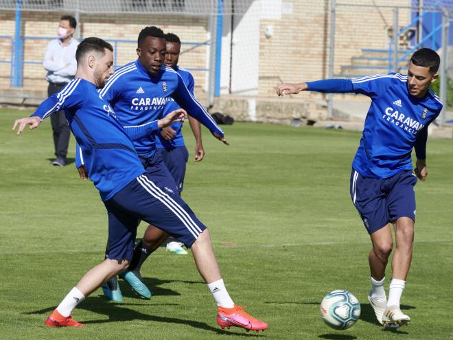 Ahmed y Jannick en un entrenamiento (Foto: Tino Gil/Real Zaragoza).