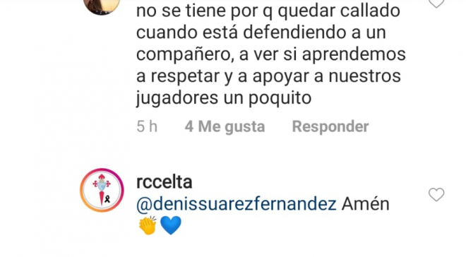Respuesta del Celta (Foto: Instagram).