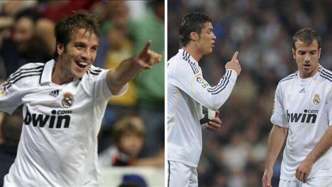 A la izquierda, van der Vaart celebra un gol al Sporting; a la derecha, Cristiano Ronaldo da instru