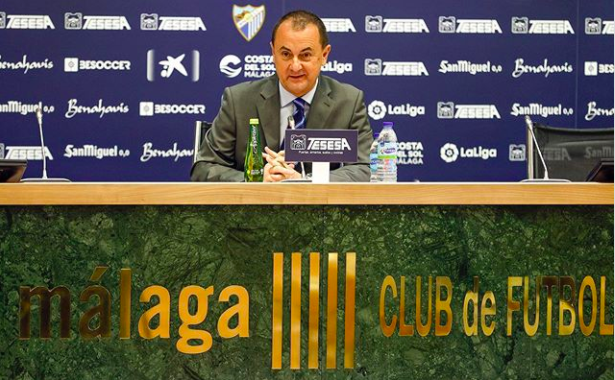 José María Muñoz, en su única rueda de prensa (Foto: Málaga CF).