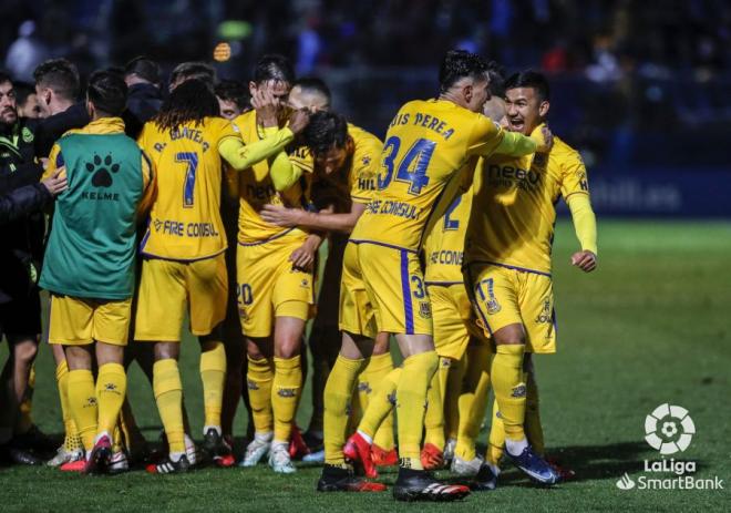 Celebración del Alcorcón en Fuenlabrada (Foto: LaLiga).