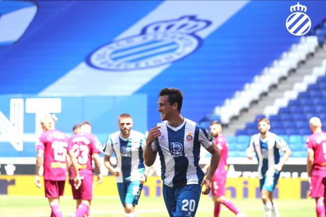 Bernardo celebra su gol ante el Alavés (Foto: RCDE).