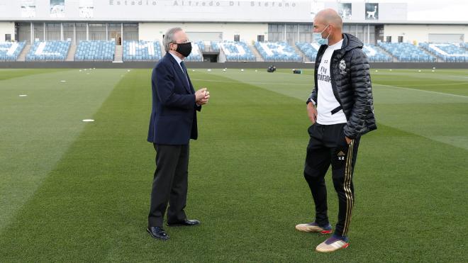 Florentino Pérez y Zidane, en el Di Stéfano (Foto: RM).