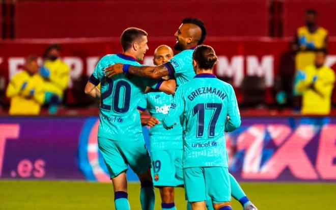 Los jugadores del Barcelona celebran uno de los goles ante el Mallorca (Foto: FCB).