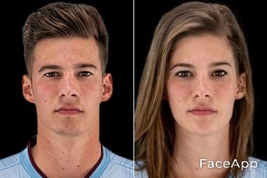 Santi Mina tras pasar por el filtro de género de la FaceApp.