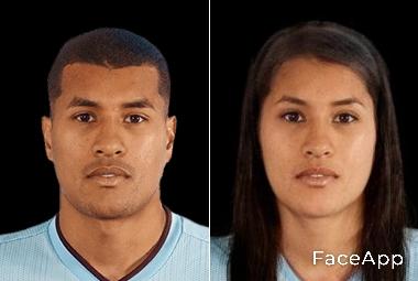 Jeison Murillo tras pasar por el filtro de género de la FaceApp.