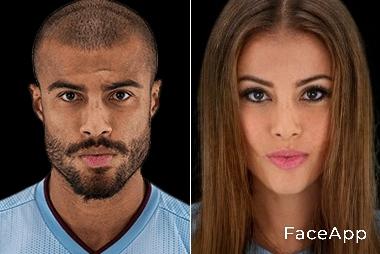 Rafinha Alcántara tras pasar por el filtro de género de la FaceApp.