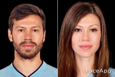 Fédor Smolov tras pasar por el filtro de género de la FaceApp.