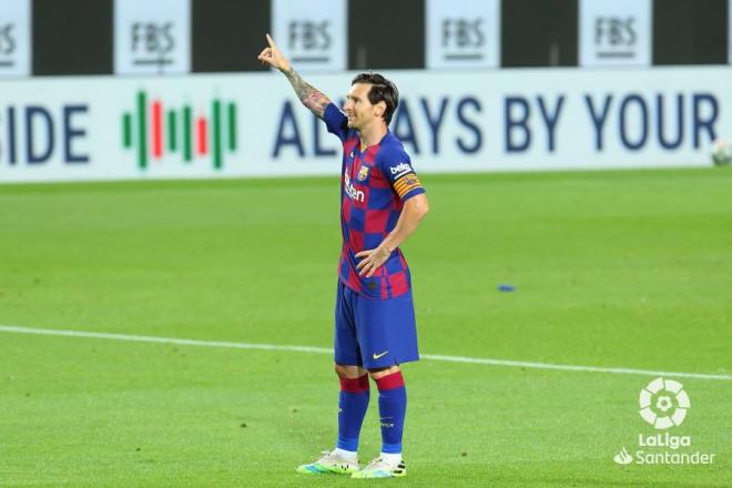 Leo Messi celebra su gol en el Barcelona-Leganés (Foto: LaLiga Santander).