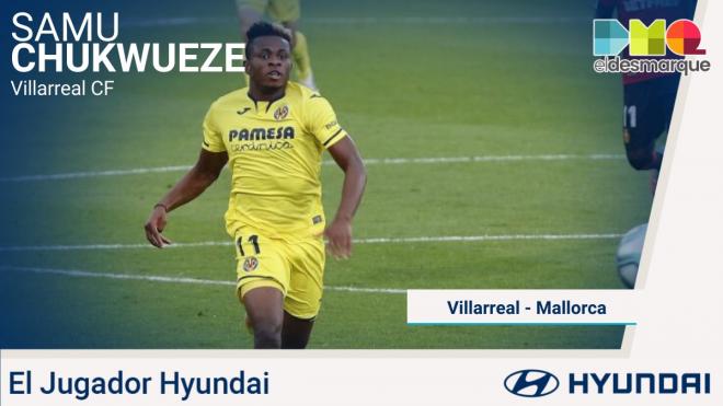 Samu Chukwueze, durante el partido ante el Mallorca.