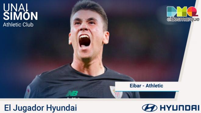 El portero Unai Simón ya fue elegido como jugador Hyundai del Eibar-Athletic Club.