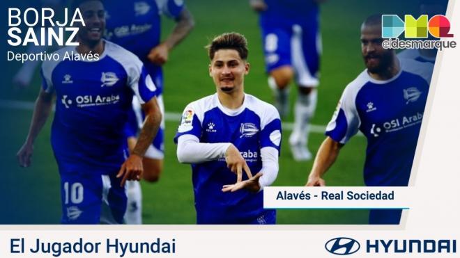 Borja Sainz, jugador Hyundai del Alavés-Real Sociedad.