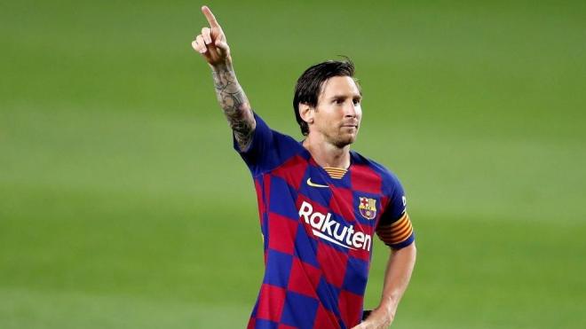 Leo Messi celebra su gol ante el Leganés.