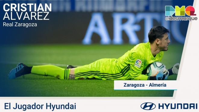 Cristian Álvarez, jugador Hyundai del Real Zaragoza-Almería.