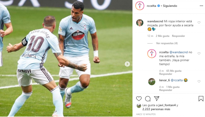 Respuesta del Celta en Instagram (Foto: RCCV).