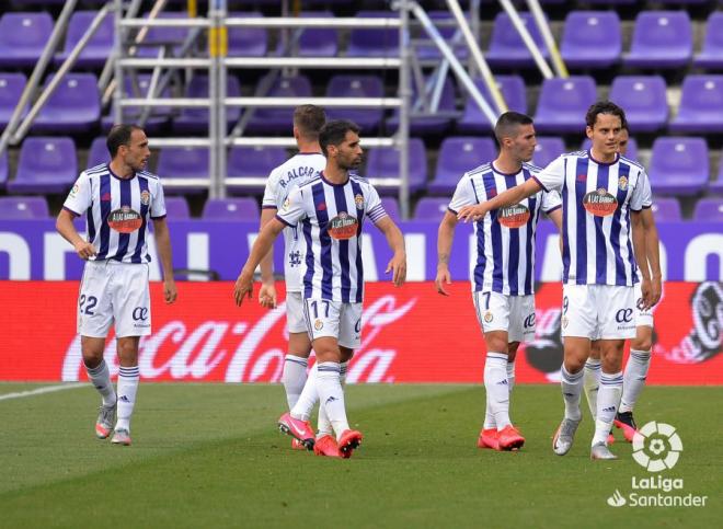 El Real Valladolid, tras el gol de Enes Ünal al Getafe (Foto: LaLiga).