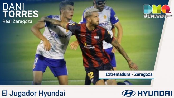 Dani Torres, Jugador Hyundai del Extremadura-Real Zaragoza.