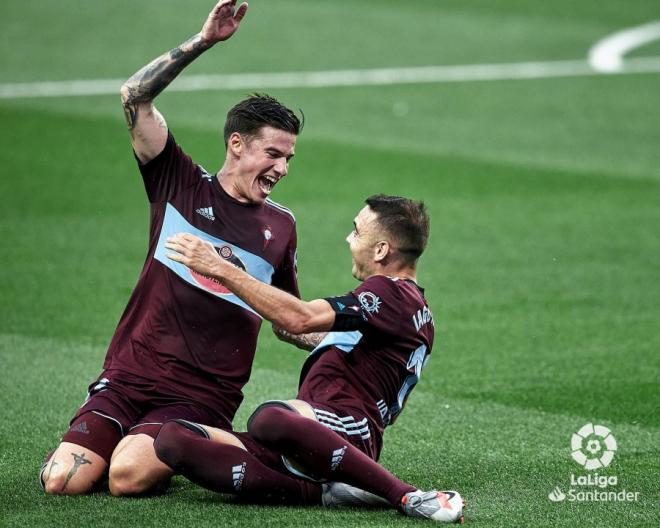 Celebración del gol de penalti de Iago Aspas en el Real Sociedad-Celta (Foto: LaLiga).