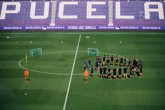 Los jugadores pucelanos, en un entrenamiento de esta semana (Foto: Real Valladolid).